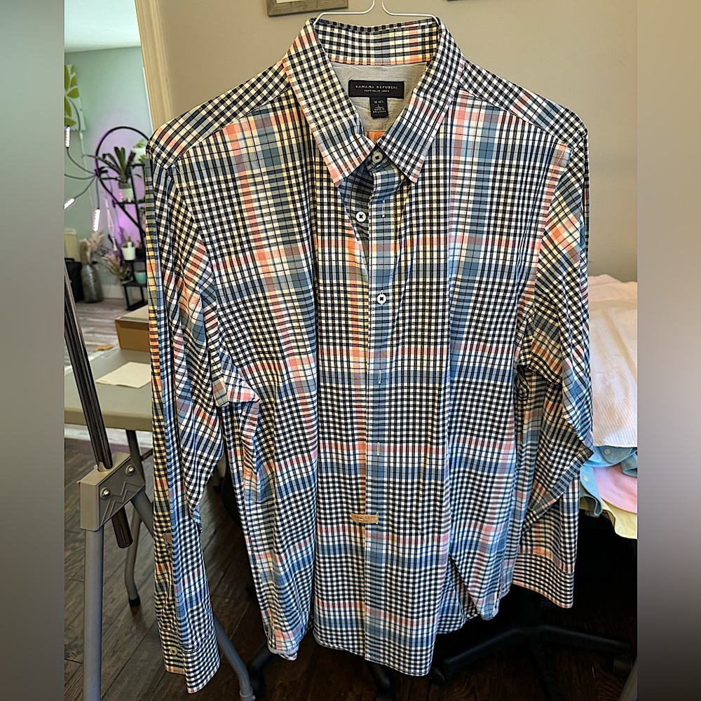 Banana Republic Multi-Plaid Oxford Shirt